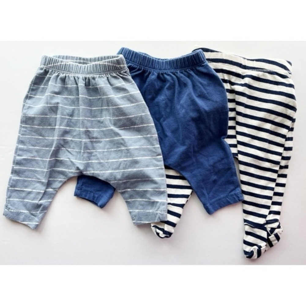Old Navy • Baby 0-3 Month 3 Pack Casual Pants Navy Grey - Picture 1 of 6
